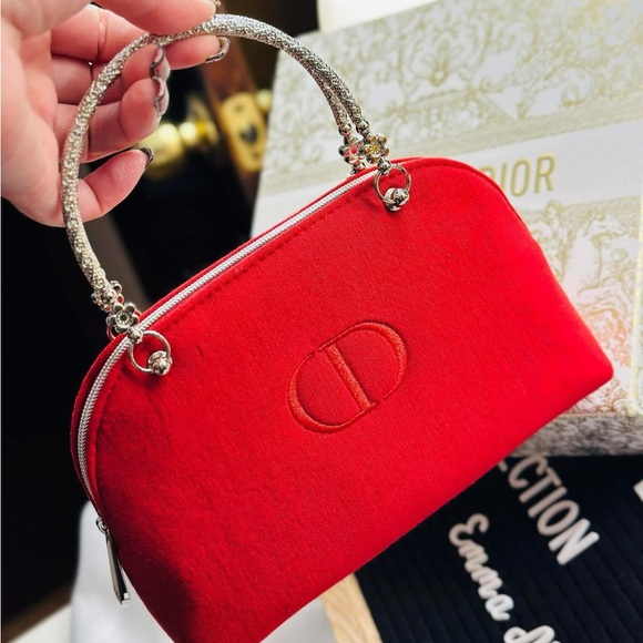 DIOR Red Half Moon Pouch with custom Handle - Picture 2 of 9